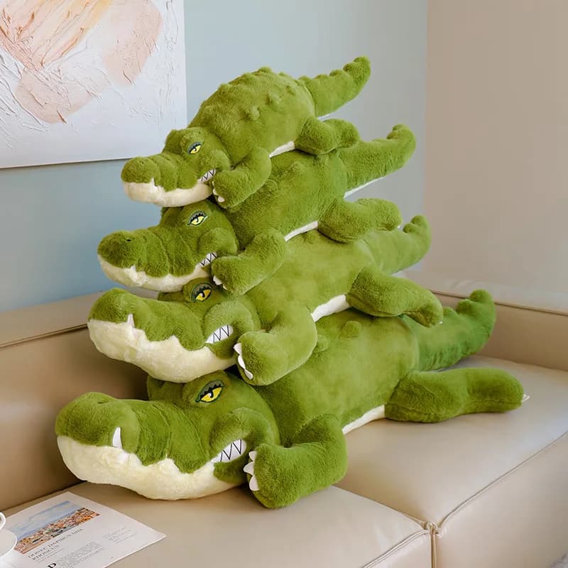 Peluche coccodrillo sfocato farcito di dimensioni giganti, cuscino per animali da pavimento super morbido, regalo di compleanno