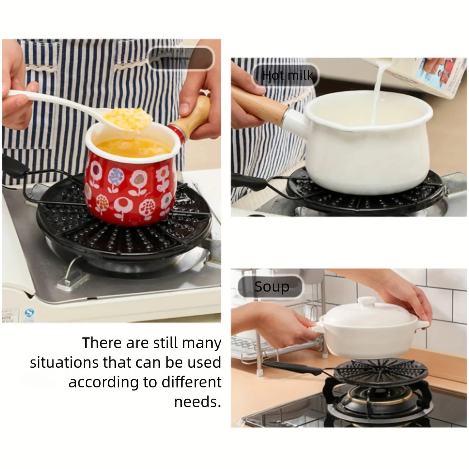 SGIAWETA-1pc of Black Iron Heat Diffusion Plate for Even Heat Conduction, a Burner Gas Stove Simmering Ring, Glass Stove Converter for Coffee And Milk-birthdaygift