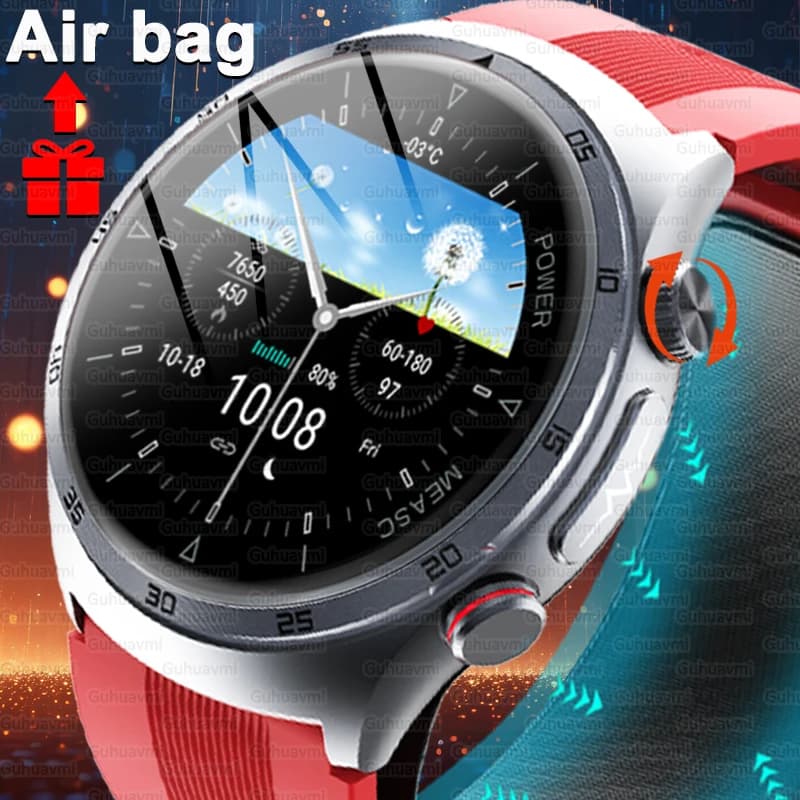 Nuovo vetro zaffiro pompa d'aria Airbag tre orologi intelligenti alti uomo ECG frequenza cardiaca pressione sanguigna precisa salute tracker Smartwatch