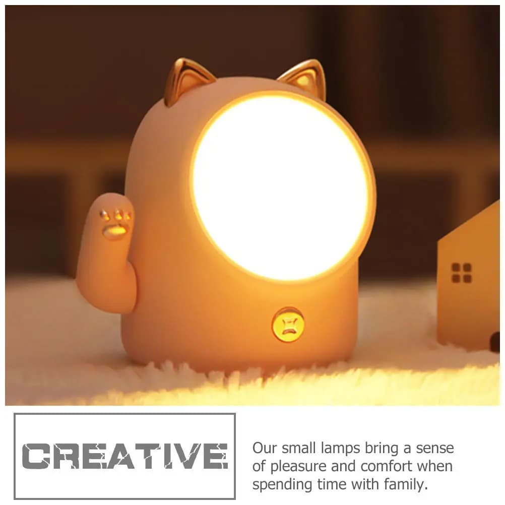 Set di 1 Lampada Notturna LED a Forma di Gatto Portafortuna, Creativa, Piccola, Ricaricabile USB, Decorativa per Casa, Scrivania e Comodino