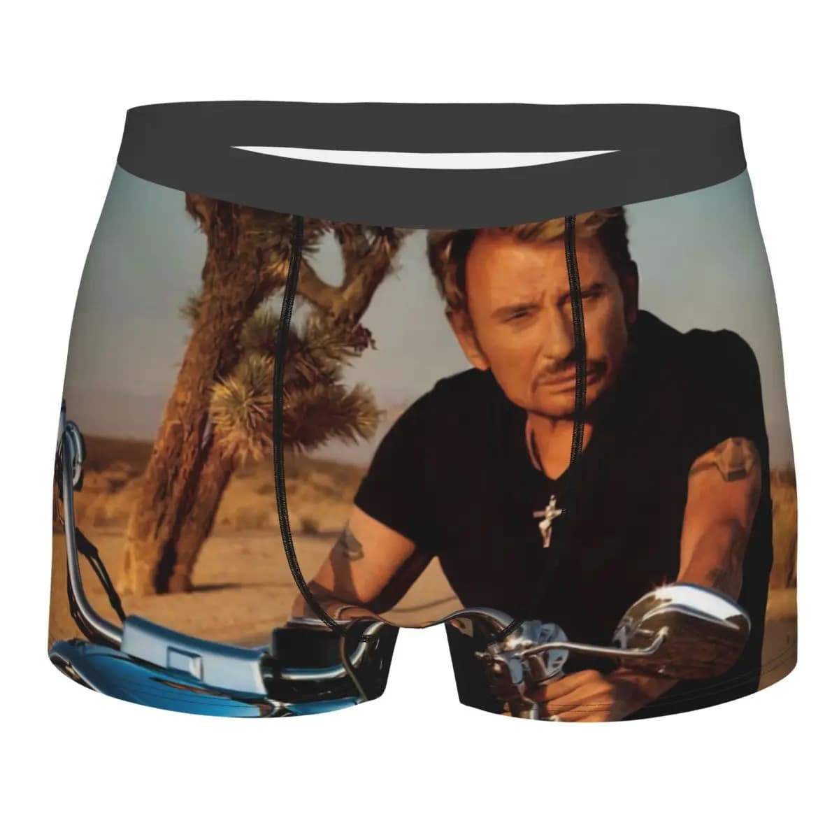 Intimo da uomo personalizzato Johnny Hallyday, boxer elasticizzati con stampa del cantante rock francese