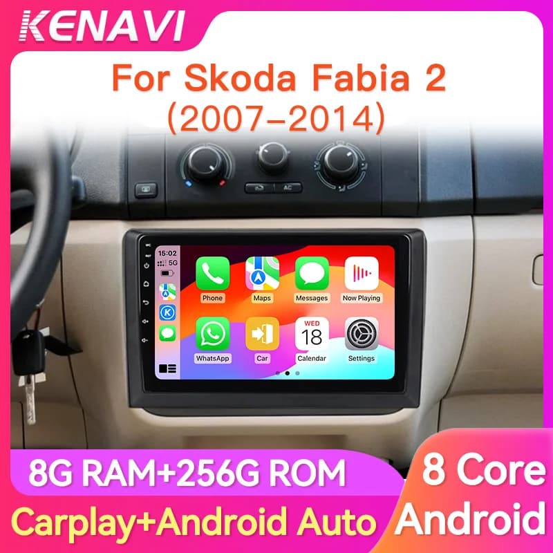 2 Din Car Stereo Radio For Skoda Fabia 2 2007-2014 Lntelligent Multimedia Video Player GPS Carplay Android Auto Head Unit Screen