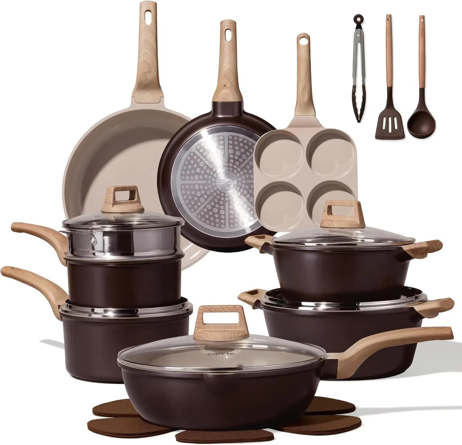 Set di Pentole in Ceramica da 21 Pezzi, Set di Pentole e Padelle Antiaderenti, Set con Padella, Set da Cucina Compatibile con Induzione per Cucina