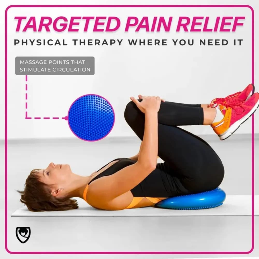 Inflatable Balance Mat Yoga Massage Cushion Rehabilitation Training Half circle Massage Ball Ankle Trainer (with Inflatable Tube