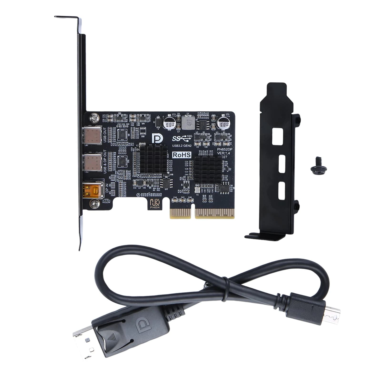 Scheda di Espansione PCI-E X4 X8 X16 a Type-C 10Gbps, Adattatore PCIe a USB 3.2 Gen2 con Uscita Video DP per PC Desktop e Docking Station