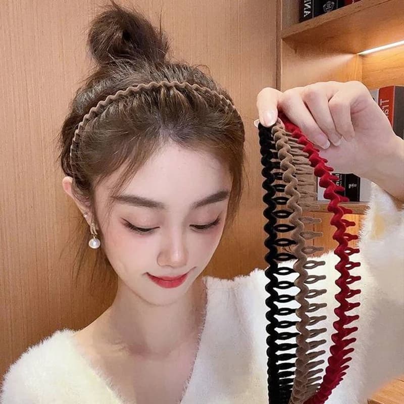Fashion Flocking Wave Shaped Non-Slip Hair Hoop All-match Velvet Headband Women Girl Hair Accessories