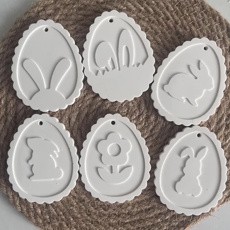 Stampo in silicone con etichetta coniglietto pasquale, serie Bunny Egg fai da te resina epossidica gesso colla decorazione natalizia portachiavi artigianato creazione di regali Mo
