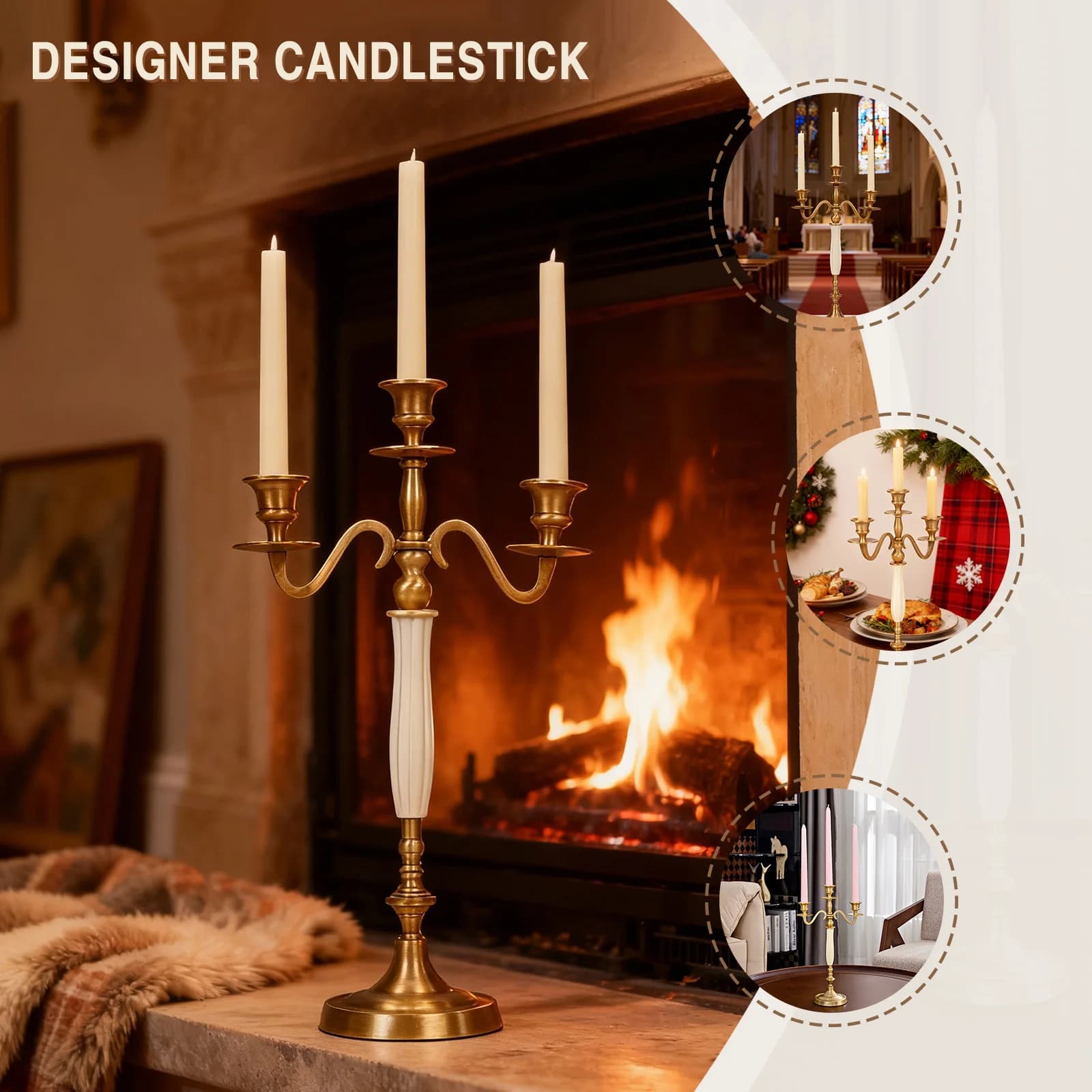 Candelabro in Metallo a 3/5 Candele, Portacandele per Matrimoni, Eventi, Tavoli da Pranzo, Feste di Natale, Decorazioni per la Casa