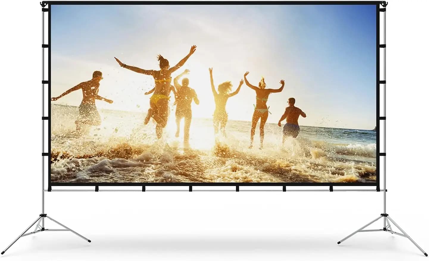 Schermo per Proiettore Portatile da 100 Pollici con Supporto, Pieghevole per Film all'Aperto, Home Theater, Campeggio ed Eventi