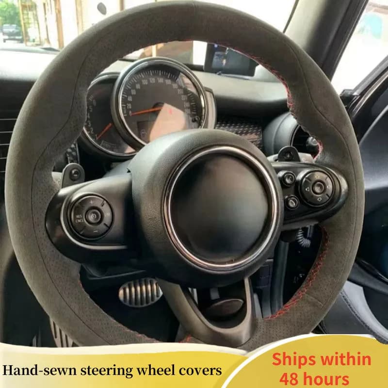 Car steering wheel cover for Mini JCW F56 Clubman Convertible Countryman 2014-2020 Wheelchair trek made of custom suede