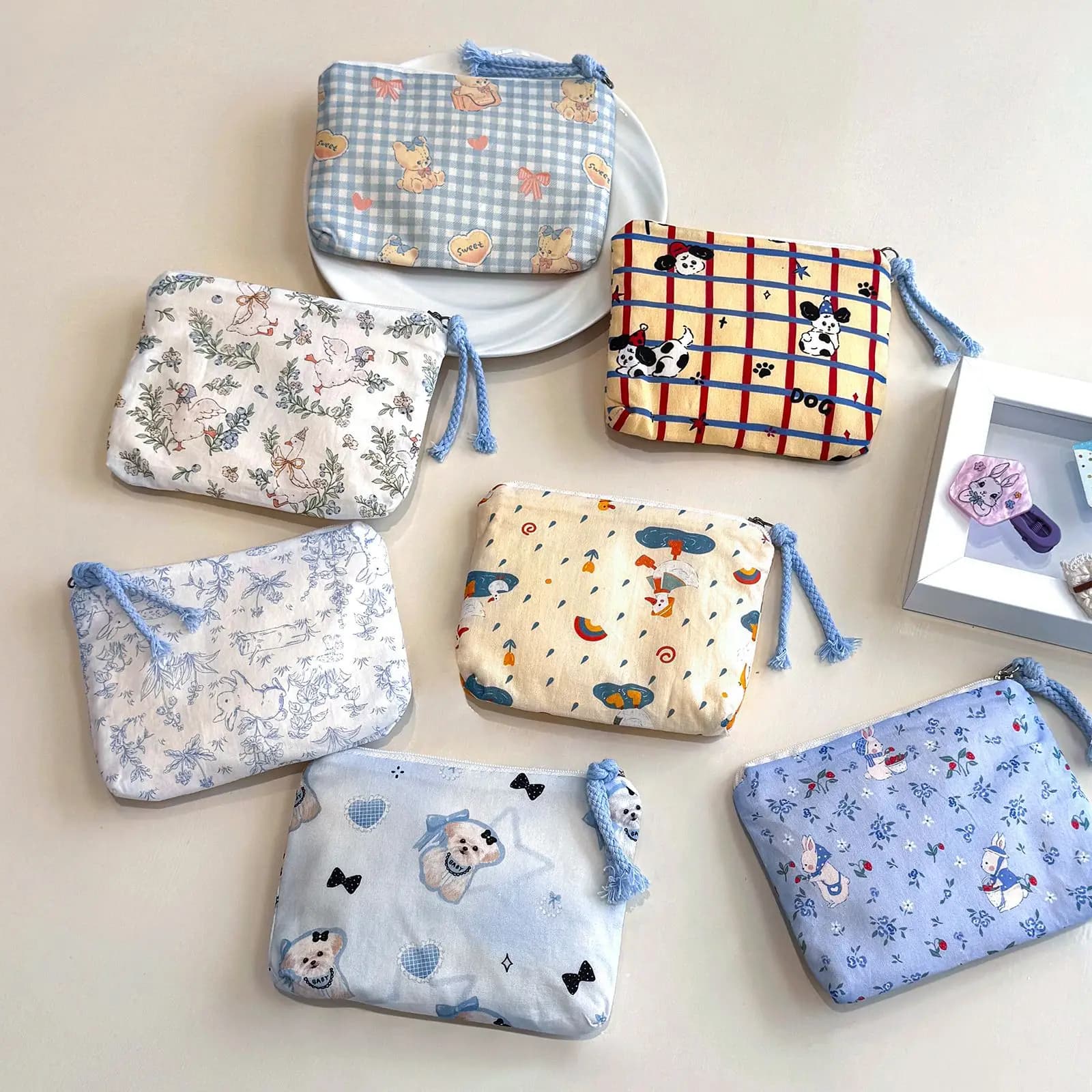 1 Pezzo Mini Borsa Portaoggetti Carina, Portatile, per Rossetti, Cosmetici, Assorbenti Igienici, Monete, Organizer da Viaggio