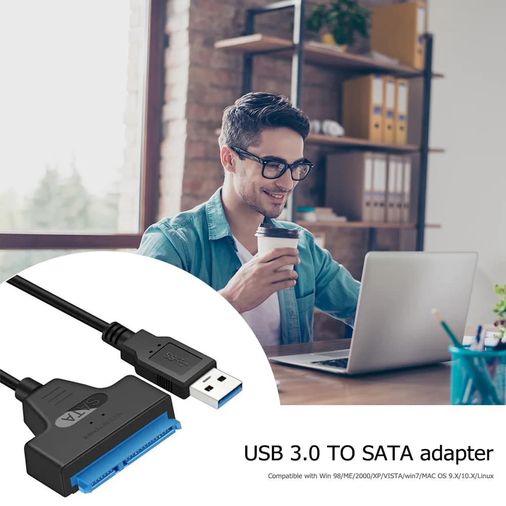 Adattatore per disco rigido esterno da 2,5 pollici, cavo adattatore per hard disk, adattatore con connettore USB 3.0 a SATA da 5 Gbps per HDD/SSD