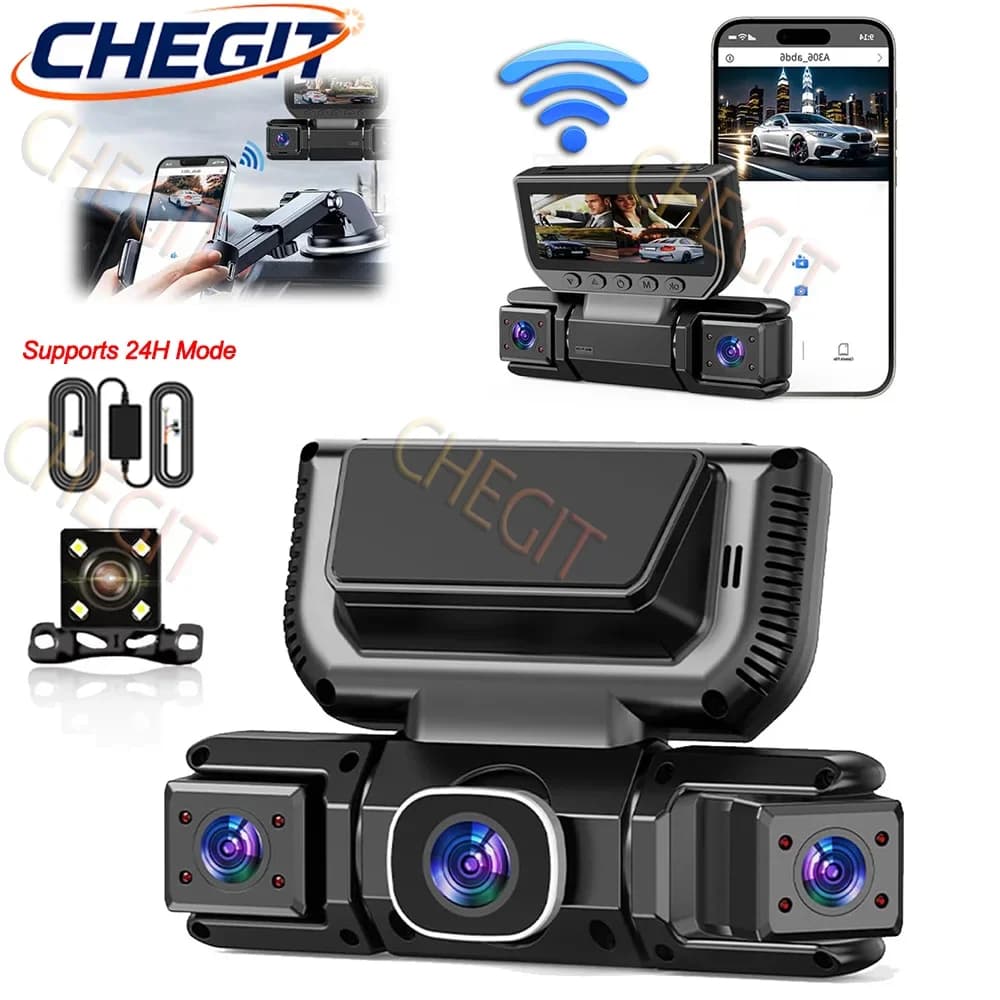 WiFi APP 4 channels 360 degrees Car Dvr 1080P Video recorder with rear camera Dashcam 24 hours Parking monitor Car recorder