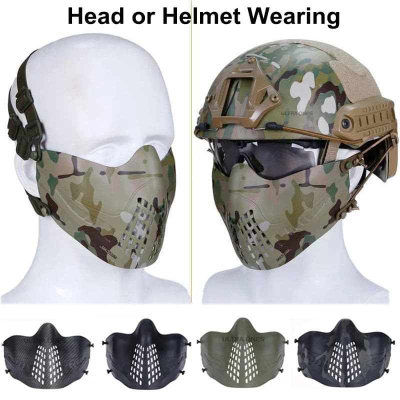 Tactical mask for half face, soft and breathable, for training, CS game, mouth protection, softair and paintball accessories, multicolor