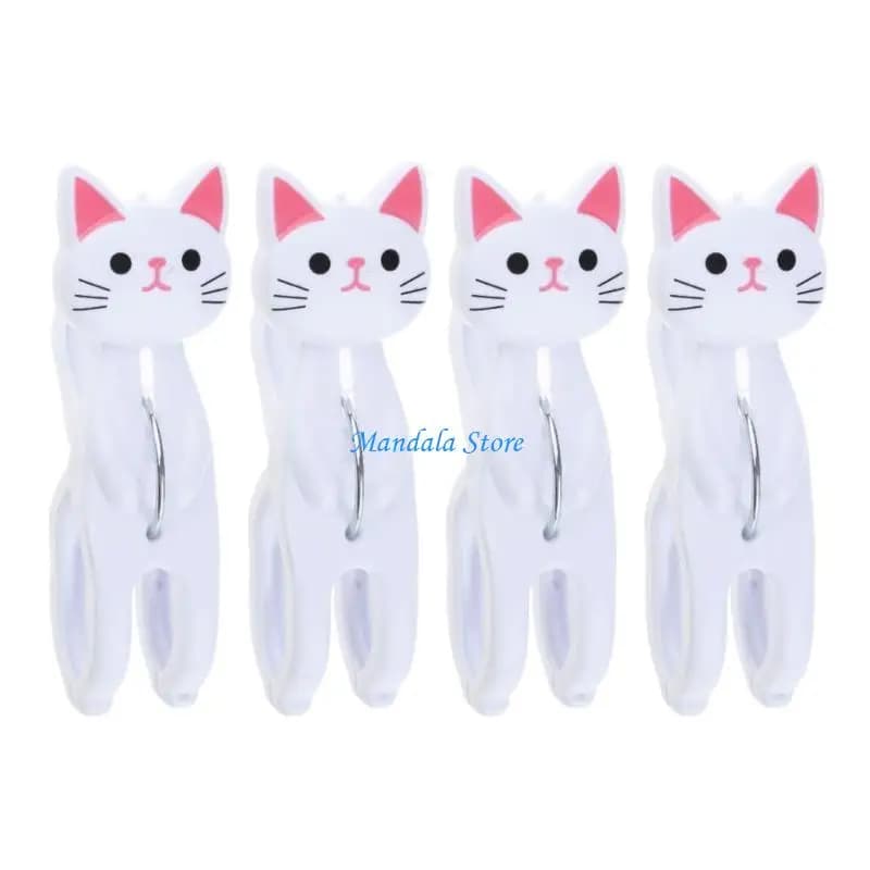 U2JC 4 Pezzi Morsetti per Asciugamano da Spiaggia Morsetti a Forma Gatto Cartone Animato Picchetti Multifunzionali per e