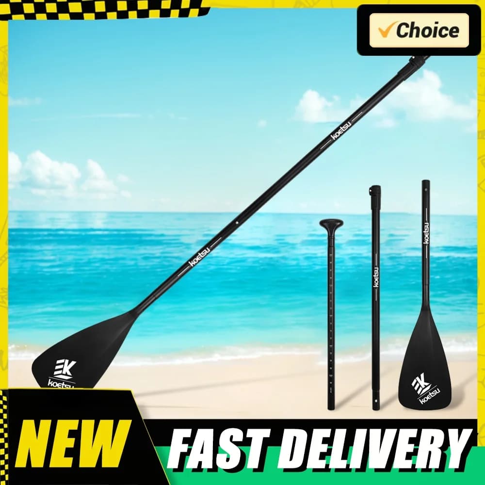3-Piece Detachable SUP Paddle Adjustable Length Stand Up Paddleboard Paddles Aluminum Alloy One Way Paddle for Canoe Kayaking