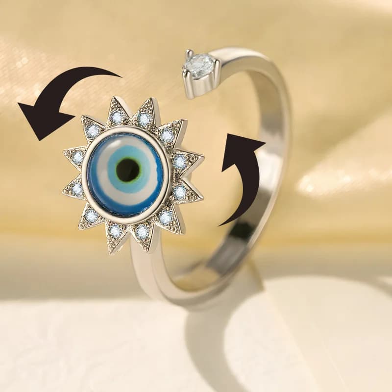 Fidget Ansia Anello Figlia Antistress Anello pianeta regolato per le donne Regalo Zircone Gioielli per occhi turchi Spinner rotante