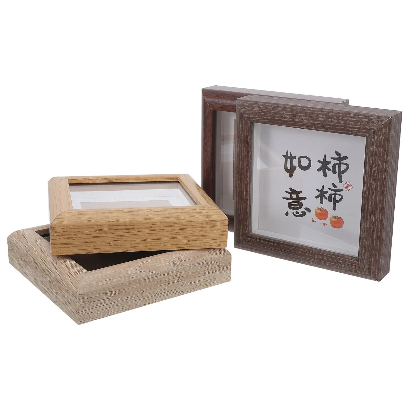 Set di 4 Cornici Rustiche Piccole per Foto e Oggetti Preziosi 4x4, Espositore per Medaglie, Premi, Foto e Ricordi di Matrimonio