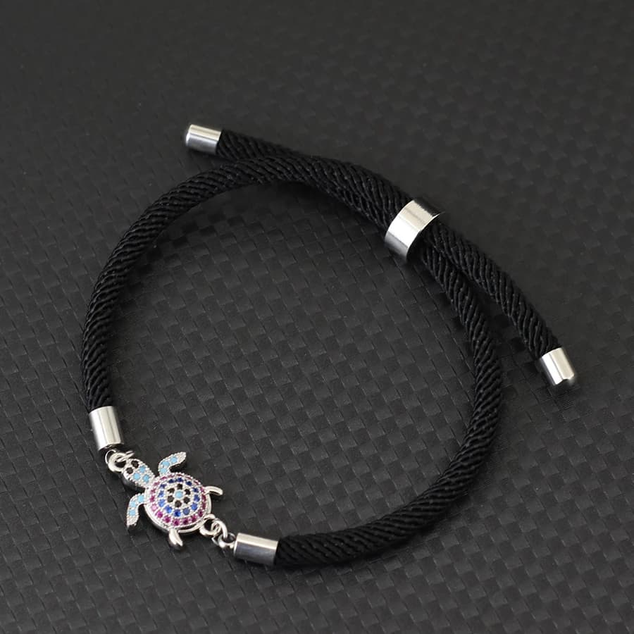 Bracciale tartaruga stile marino Uomo Donna Bracciale avvolgente nautico da spiaggia all'aperto con cordino in zirconi di lusso regolabile che non sbiadisce