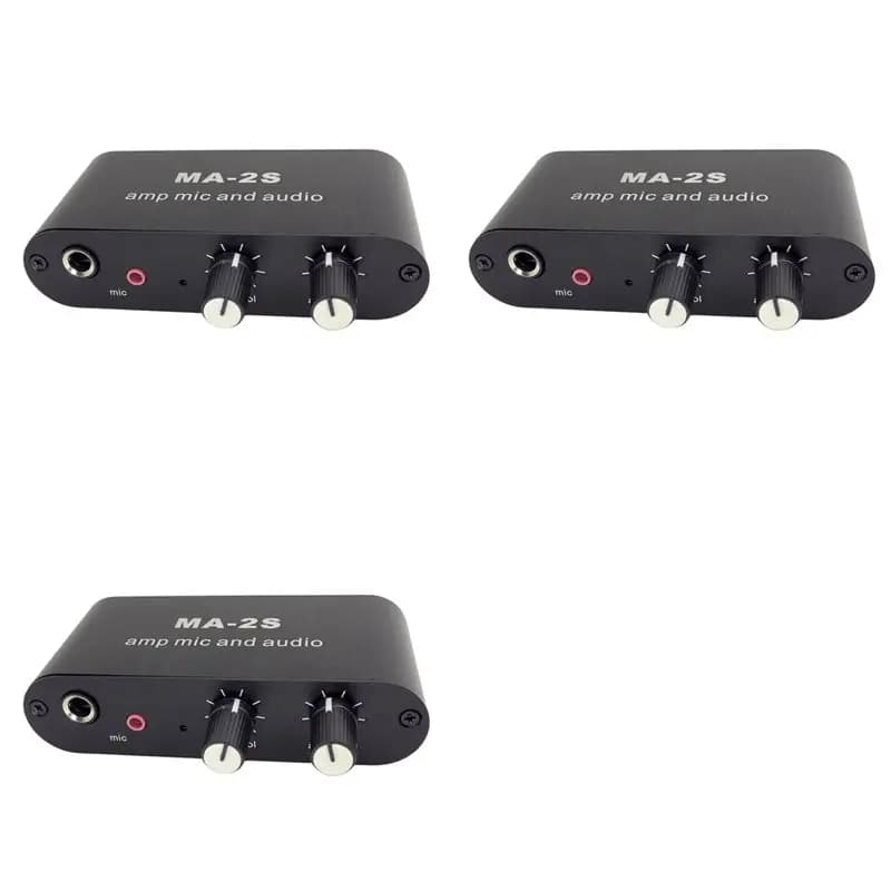 B67C Set di 3 Amplificatori per Microfono a Condensatore da 3,5 mm, Amplificatore per Cuffie, Preamplificatore Audio Musicale, Mixer MA-2S