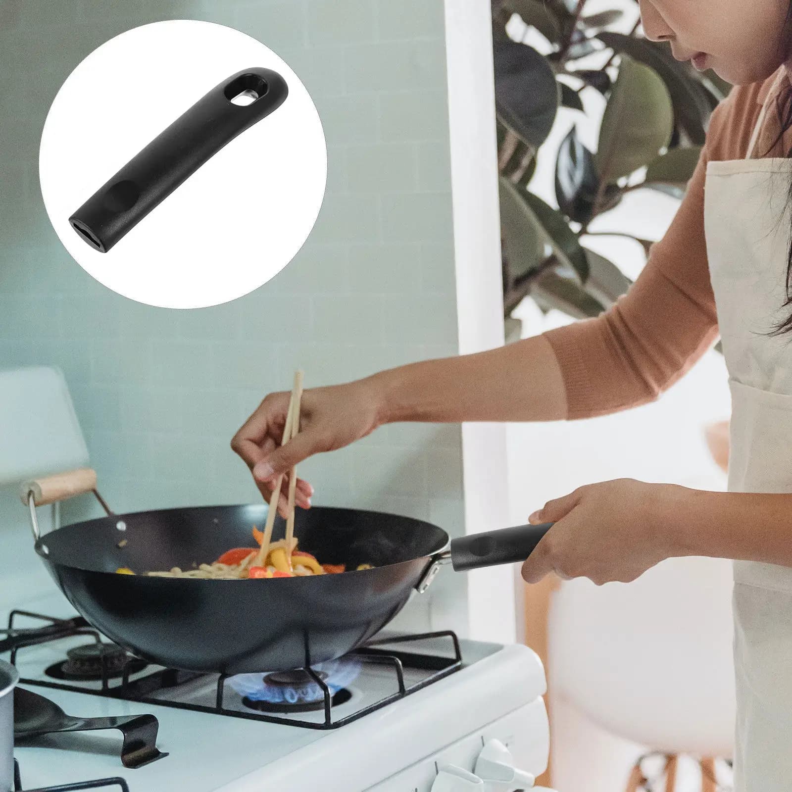 Scald Proof Pot Handle Replacement Bakelite Pan Handle Kitchen Cookware Accessory Removable Frying Pan Grip Wok Saucepan Hanging
