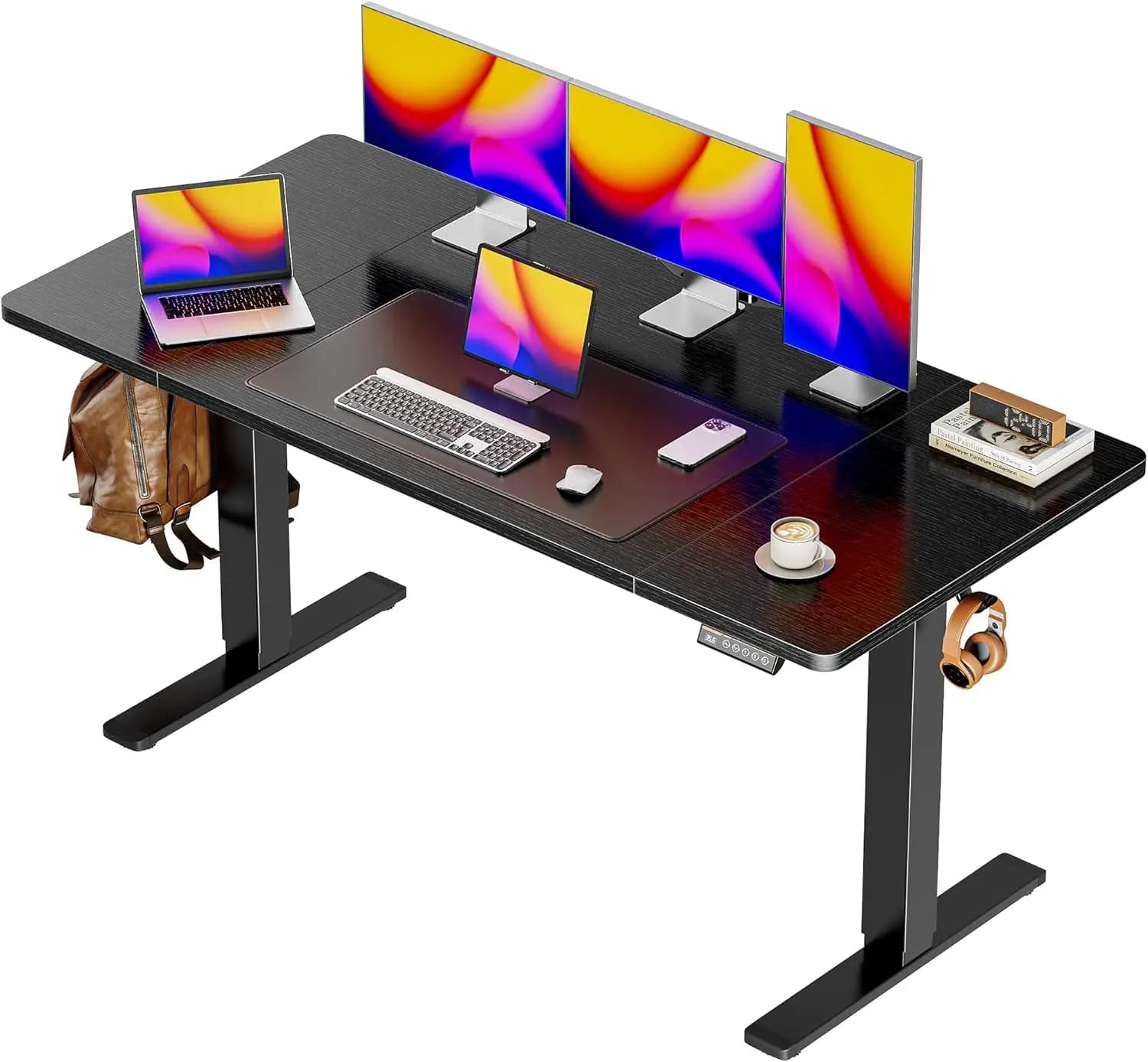 Scrivania Elettrica Regolabile in Altezza 55 X 28, Tavolo da Ufficio e Gaming con Piano Profondo 27,6 Pollici