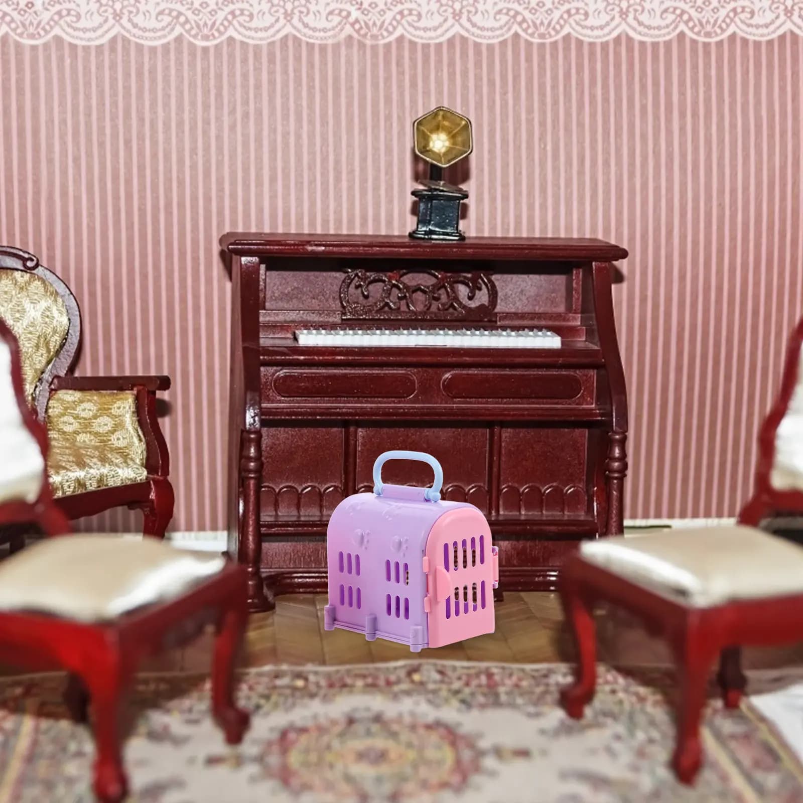Set di 4 Trasportini per Animali Domestici in Miniatura, Realistici per Cani e Gatti, Gabbie da Viaggio in Scala Ridotta per Scenari di Gioco Immaginativi
