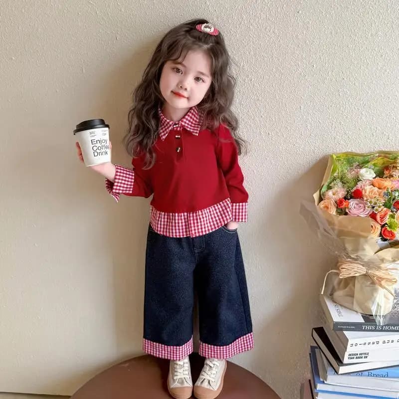 Little Girls' Denim Pants Two-piece Set New Children's Western-style Patchwork Hoodie Fashion 2-piece Clothing Jacket Boy's Tops