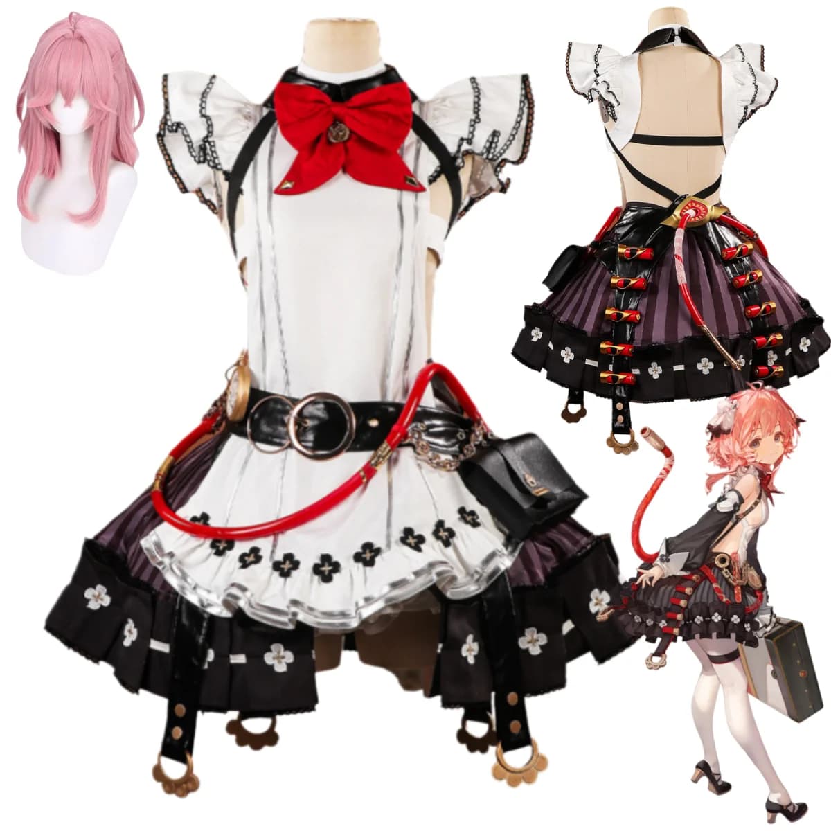 Anime Game Silver Palace AIF Cosplay Costume White Maid Dress Lolita Skirt Uniform Wig Woman Cute Christmas Masquerade Suit