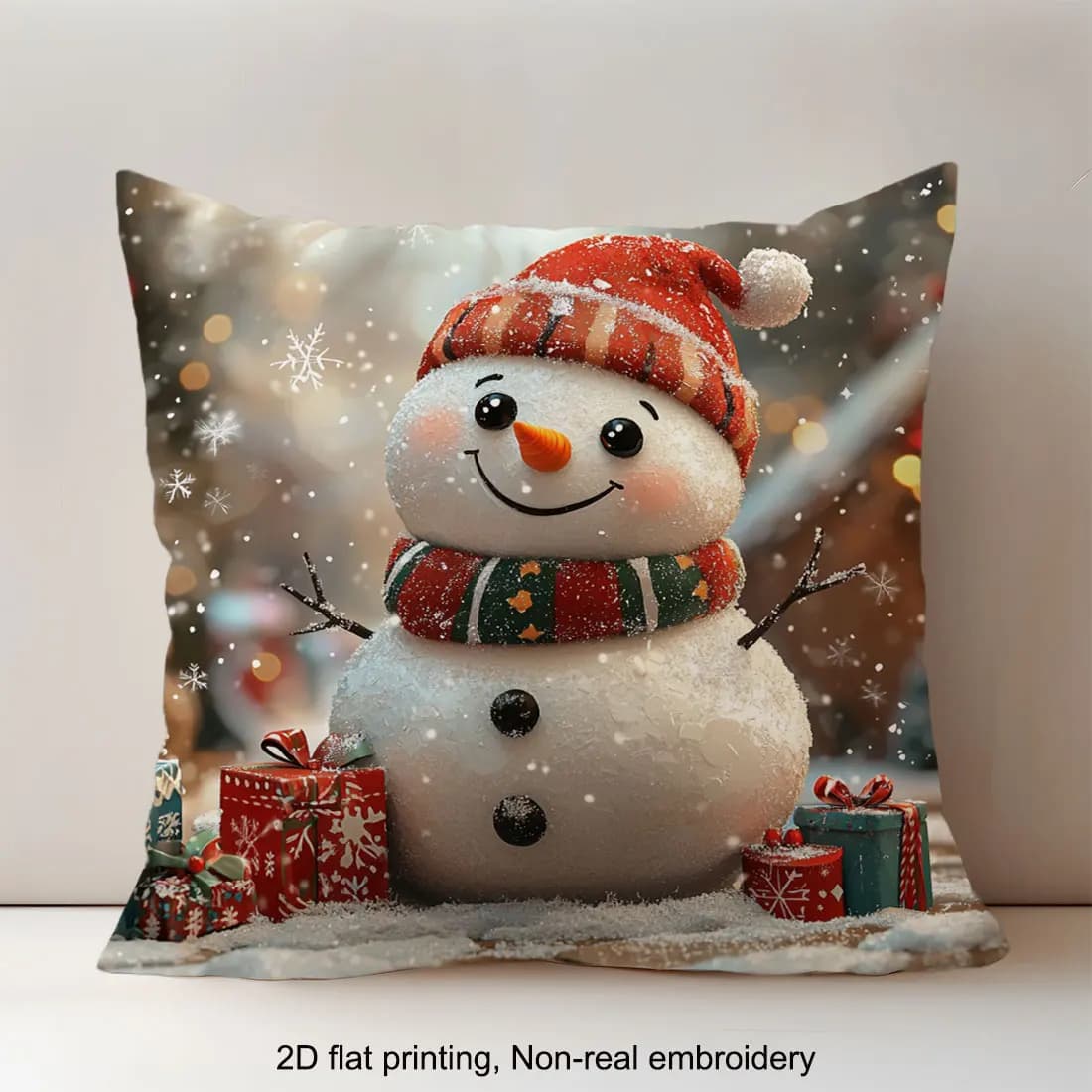 45 cm Christmas cushion cover, fulvo, snowman, penguin, colored lighting pattern, Christmas atmosphere for the decoration of the pillowcase for the house