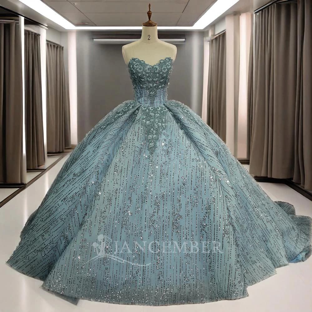 Squisiti abiti da principessa Quinceanera Nastri di pizzo senza spalline Abito da ballo di cristallo Personalizzato 16 Abiti Abiti da 15 anni