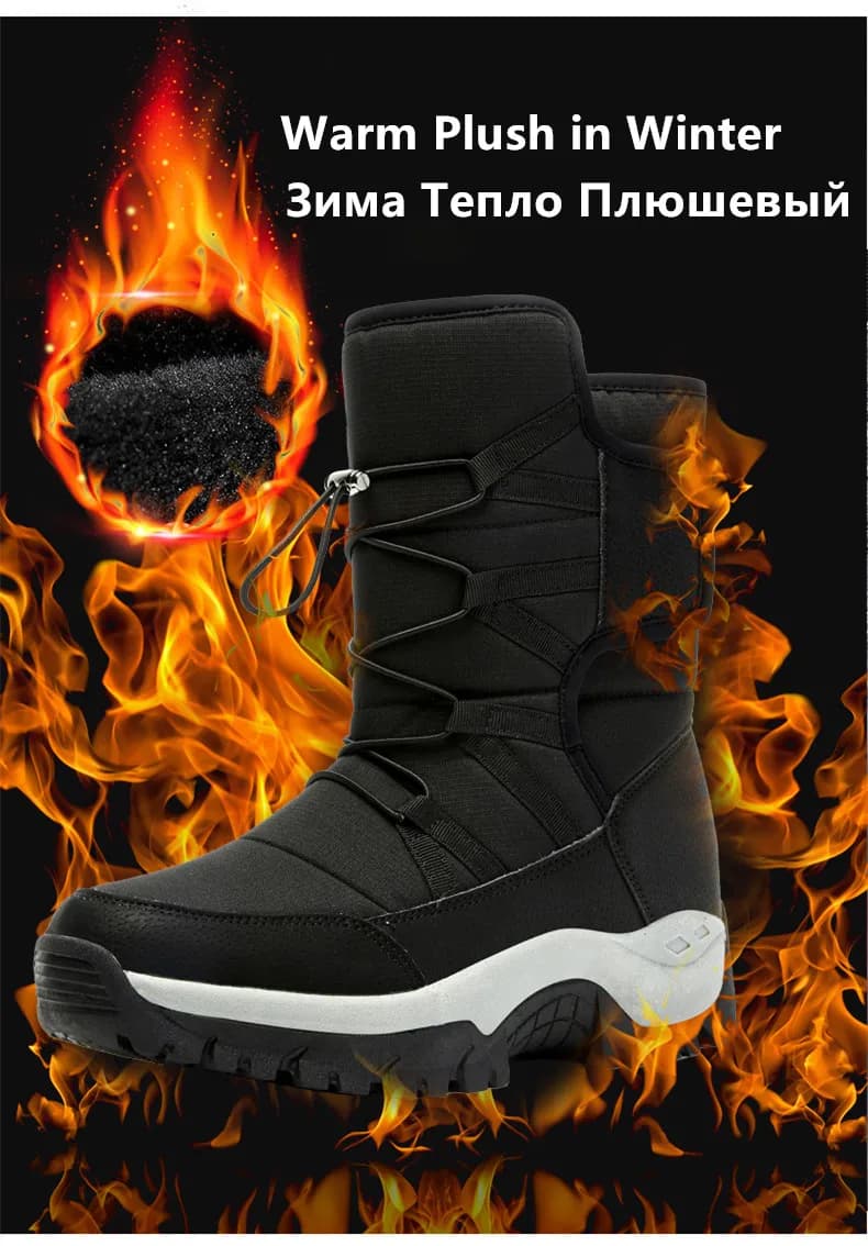 Stivali da uomo caldi peluche coppia neve all'aperto antiscivolo escursionismo uomo lavoro caviglia scarpe invernali da uomo di marca impermeabili
