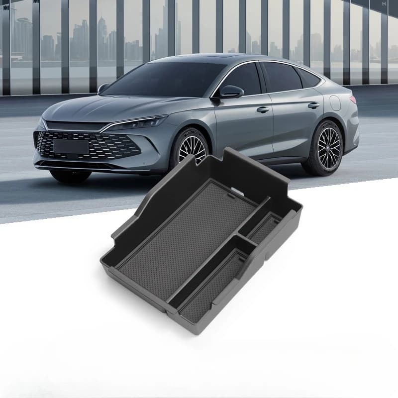 Center Console Organizer Tray for BYD Qin L DM-i 2024-2025 Armrest Storage Box with Anti-Slip Mat Drop-in ABS Interior Accessory