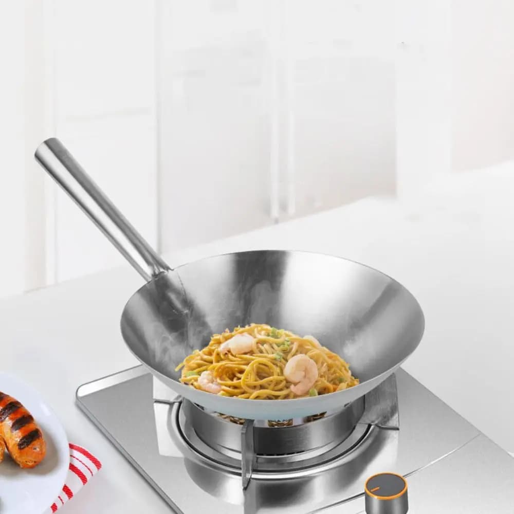Durable Stainless Steel Stir-fry Wok Thickened Chinese-style Frying Pan Anti-corrosive Water Ladle Restaurant