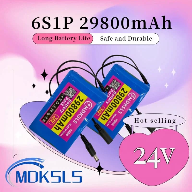 24V 29800mAh 18650 Li-ion Battery 6S1P Portable Rechargeable (DC25.2V) for Monitor/Camera/Toy Car + 25.2V Charger