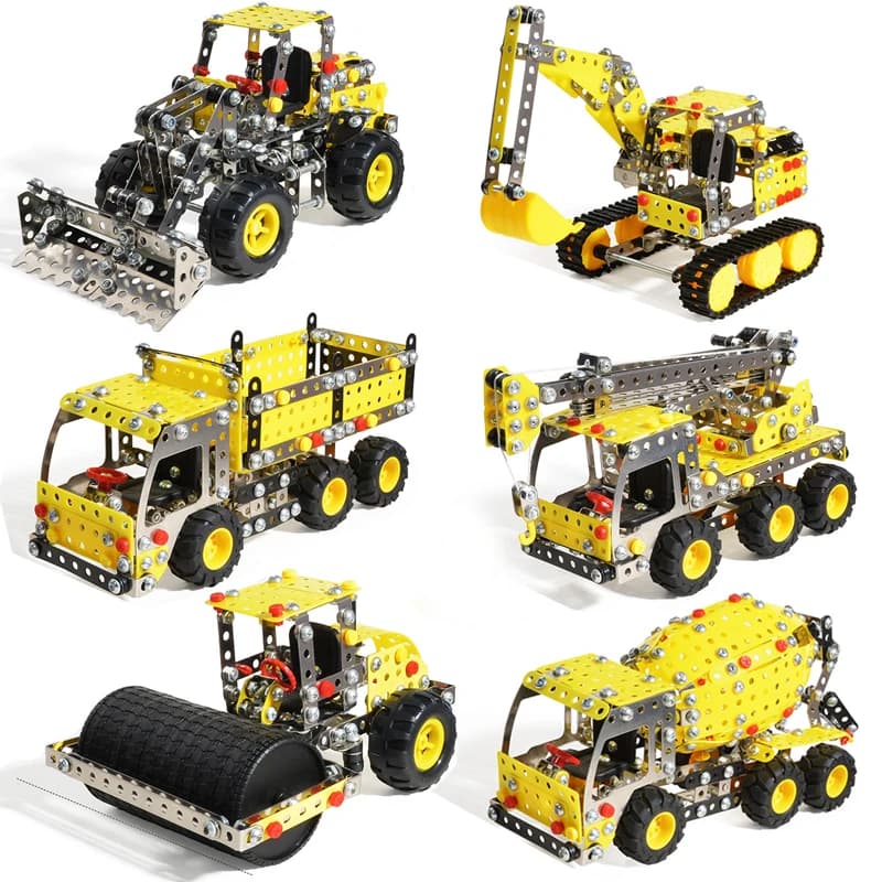 3D Metal Building Block Assembly Model escavatore ribaltabile gru fai da te simulazione vite dado ingegneria auto giocattolo ragazzo regalo