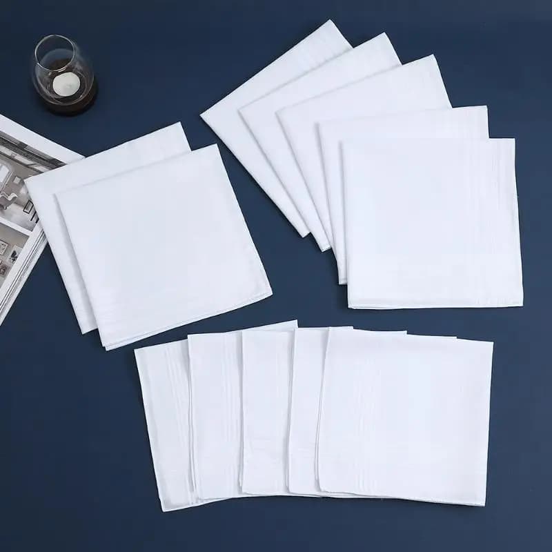 Hot Sale 6/12Pcs Men's Pure White Handkerchiefs Women's Plain Handkerchiefs Pure Cotton Handkerchiefs Flap Pocket Pants Scarf