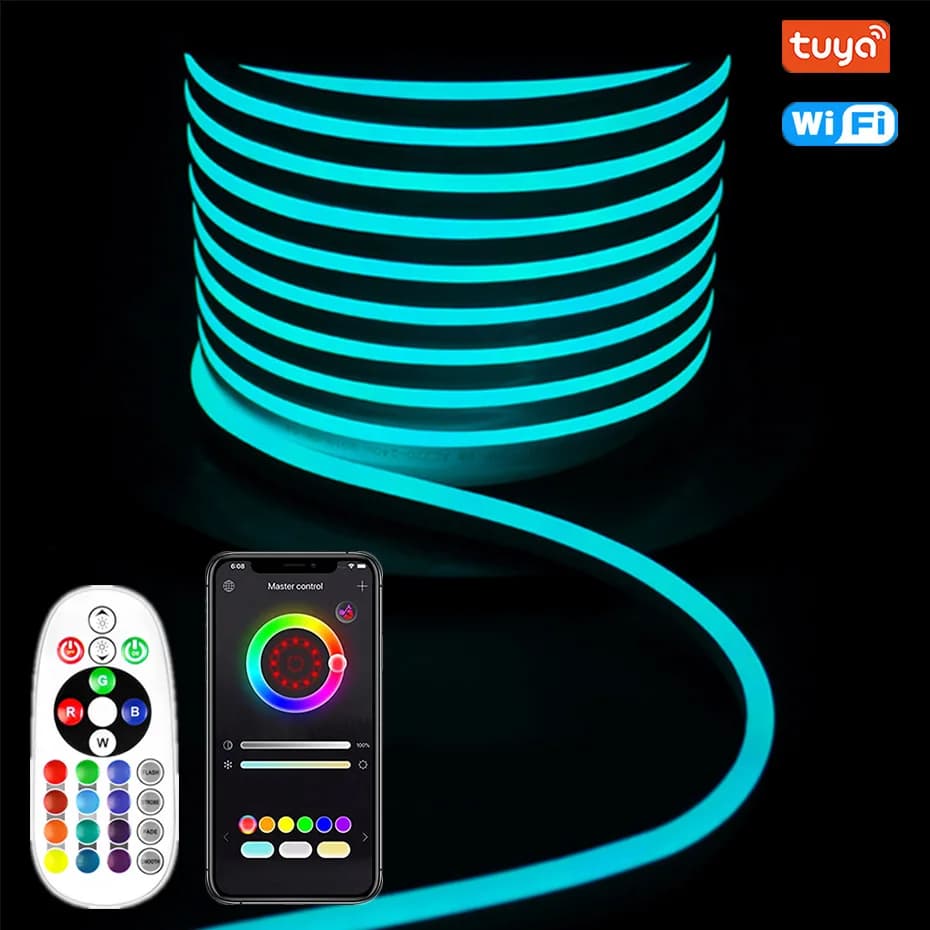 1-100m Waterproof LED Strip with WiFi, Bluetooth and Remote Control, EU AU UK Plug, RGB 5050SMD for Home Decoration