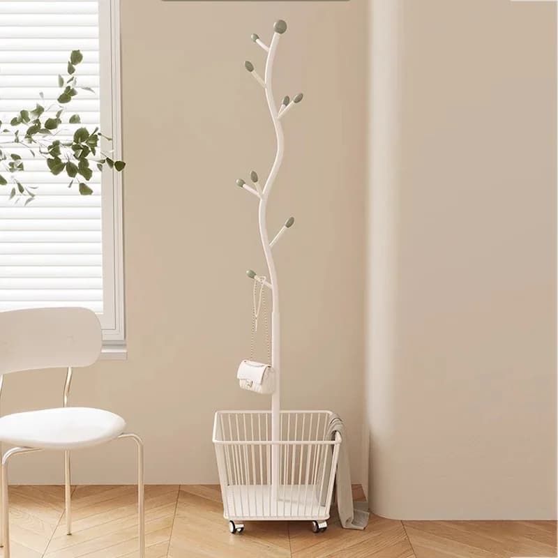 Simple Metal Pulley Clothes Rack Steel Wheel Lamp Tree Living Room Coat Hanger Organizer Storage Tendedero De Ropa Furniture