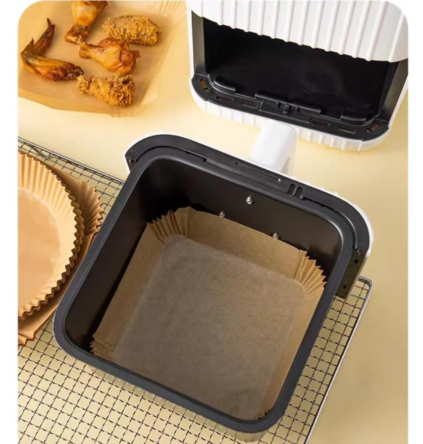 Baking paper, resistant to high temperatures, non-stick, oil absorbent paper, square silicone paper for oven and barbecue, silicone paper for air fryer.