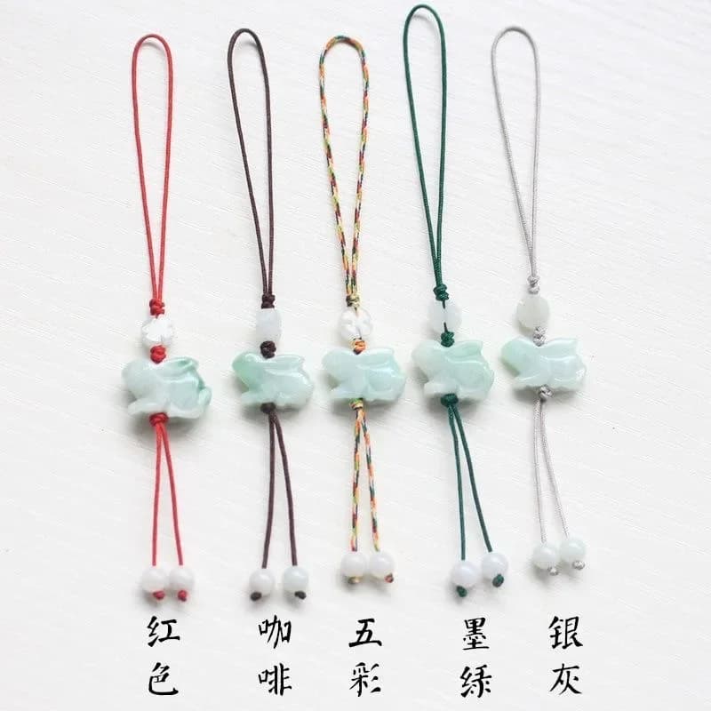 Personalizzazione Smeraldo naturale Coniglio cinese Catena per telefono fai da te Portachiavi Gioielli Accessori moda Amuleto uomo donna intagliato a mano
