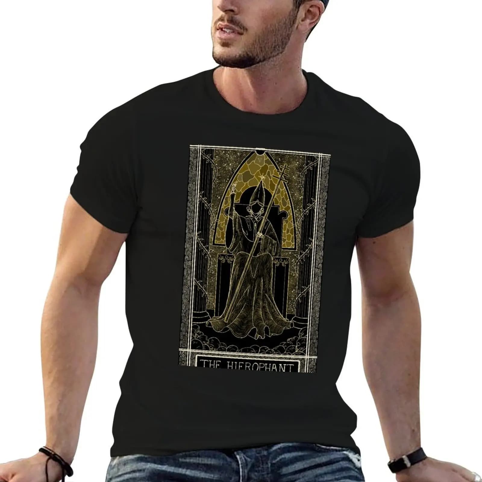 The Kinner Tarot Deck Tarot Card: The Hierophant T-Shirt, maglietta in cotone, maglietta da uomo 100%, t-shirt da uomo, t-shirt slim fit