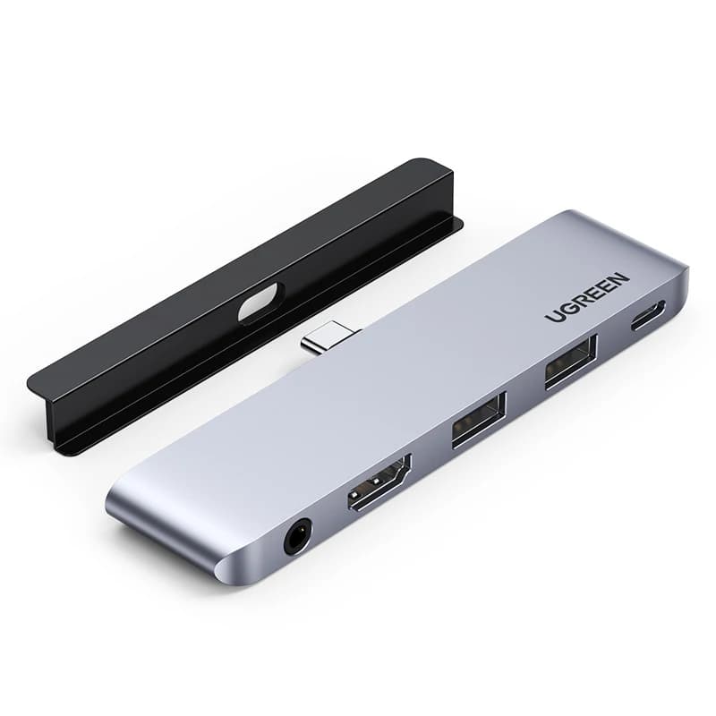 UGREEN HUB USB C per iPad Pro, docking station hub 5 in 1 con 4KHDMI, jack per cuffie da 3,5 mm, 2 porte USB 3.0, ricarica USB C PD 100 W