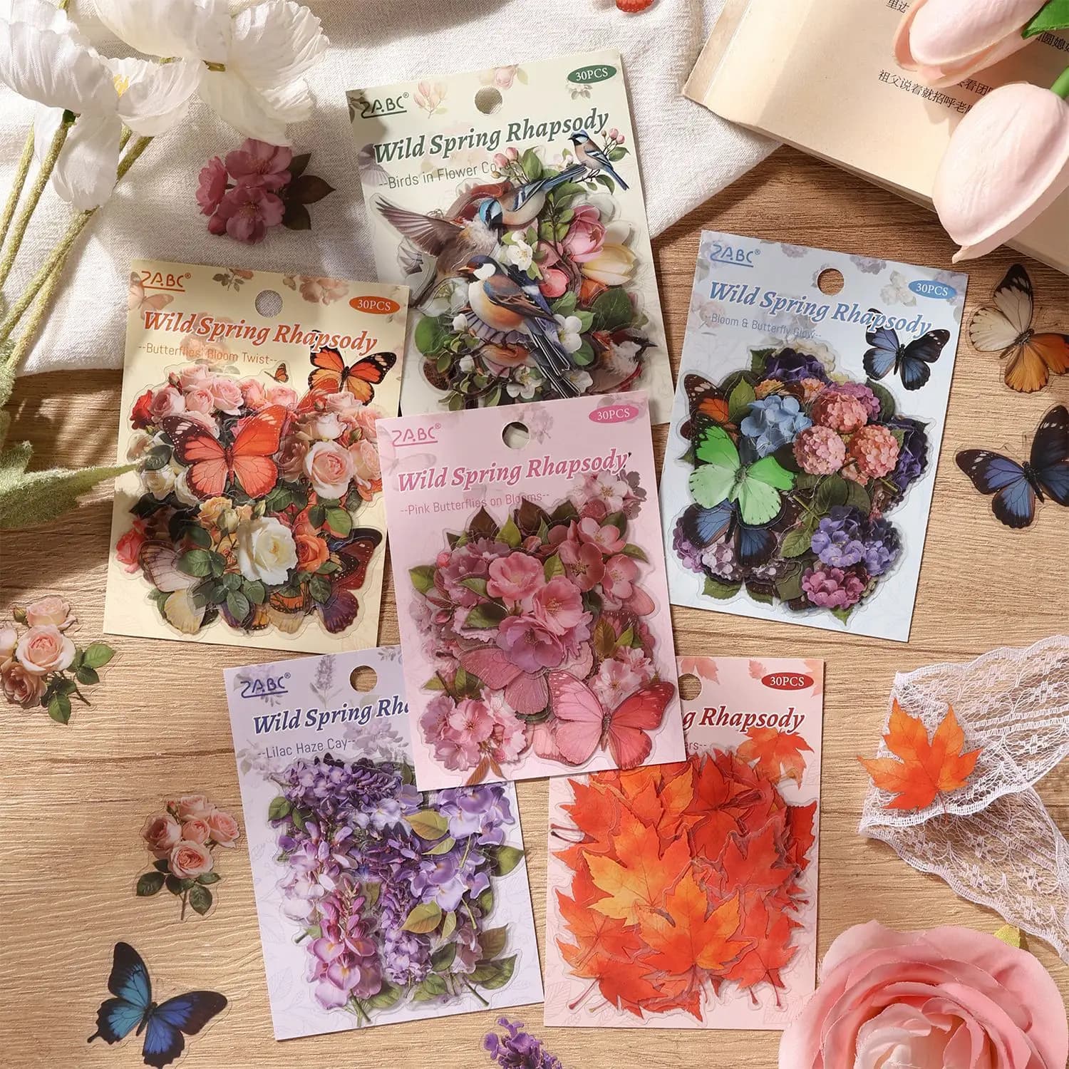 15 Sheets Spring Wilderness Series Stickers Natural Theme DIY Journal Stickers Scrapbooking Collage Decorative Craft Supplies