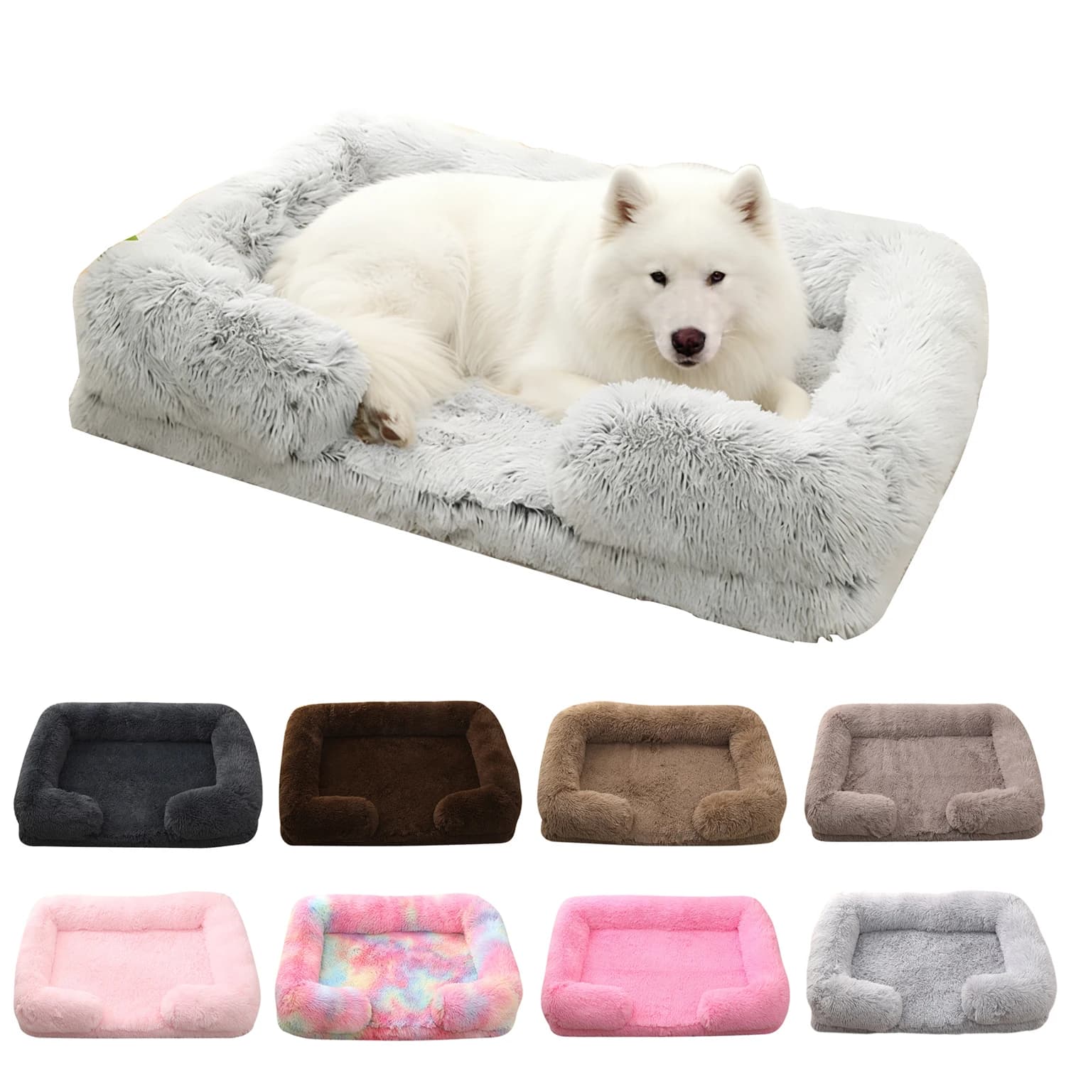 Letto per Cani di Taglia Media a Mezza Circolazione con Imbottitura Completa, Divano Caldo Invernale per Cani Grandi, Morbido Letto Quadrato per Gatti, Cuccia in Peluche, Accessori per Cuccioli