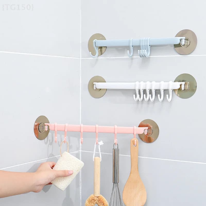 Organizer multi-gancio senza trapano, grucce a ventosa a 6 file per riporre il bagno della cucina senza danni