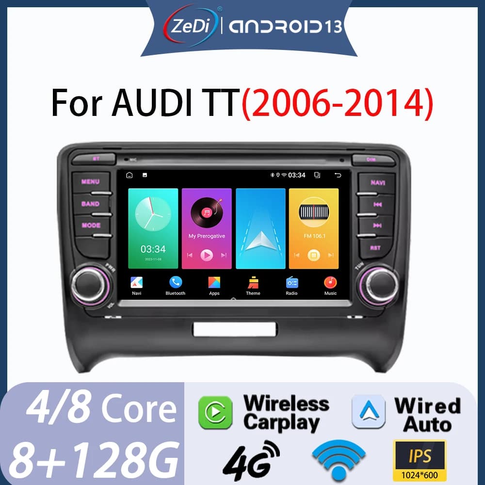 Per Audi TT 2006 - 2014 Carplay Android 13 Auto Car Play Radio Wireless Carplay Auto Schermo Multimediale GPS DSP IPS 4G WIFI
