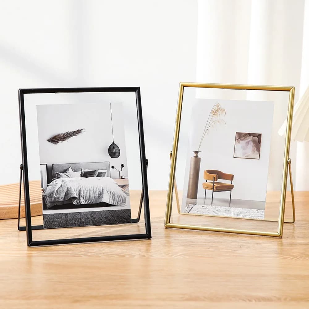4/6Inch Metal Photo Frame Gold Black Rectangle Storage Frame Acrylic Transparent Picture Frame Home Desktop Decoration