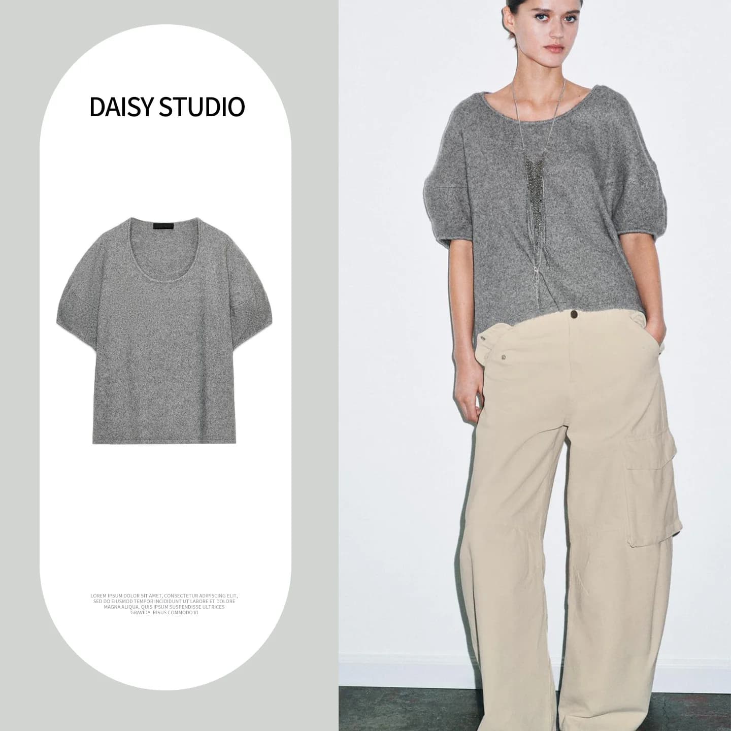 Nuovo Arrivo Primavera: Cardigan Casual da Donna in Maglia Larga a Maglia Piatta con Scollo Rotondo e Maniche Corte in Poliestere