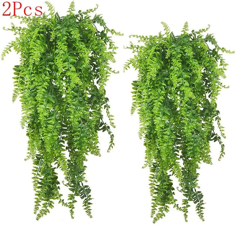 2 pz 90 cm Persiano Felce Foglie Viti Home Room Decor Appeso Pianta Artificiale Foglia di Plastica Erba Festa di Nozze Parete Balcone Decor